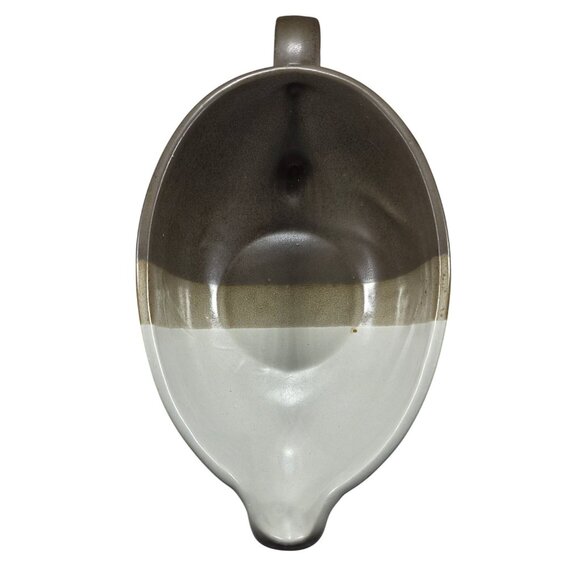 Vtg gravy boat McCoy 7128 Brown Cream stripe Ceramic holiday table serving - Picture 2 of 7